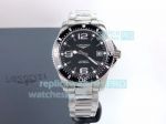 Copy Longines Hydro Conquest Black Quarter Arabic Dial Black Ceramic Rubber Strap 44MM